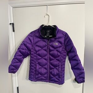 The North Face 550 Down Insulated Puffer Jacket Girls Large 14/16 Frayed Zipper